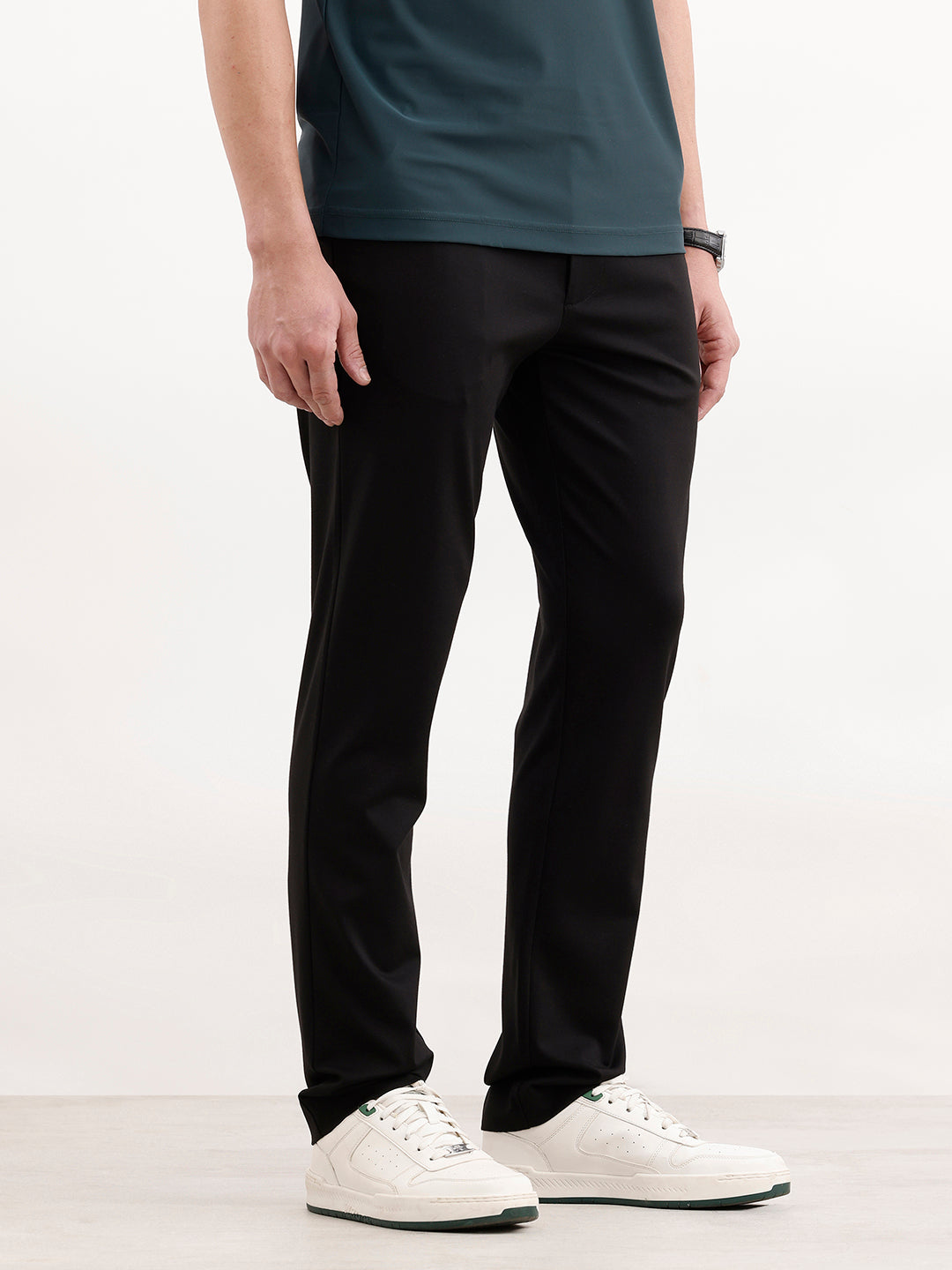 Solid Slim Fit Hyper-Flex Trouser | Black