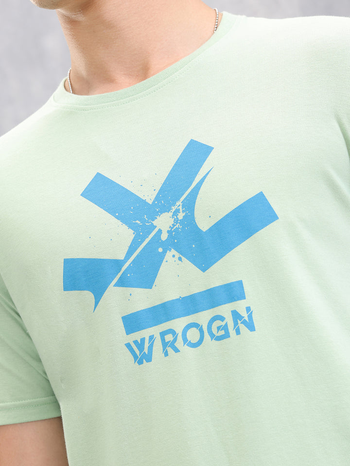 Graphic Logo Printed Regualr Fit T-shirt | Light Green