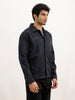 Comfort Fit Placement Printed Zipper Jacket | Blue