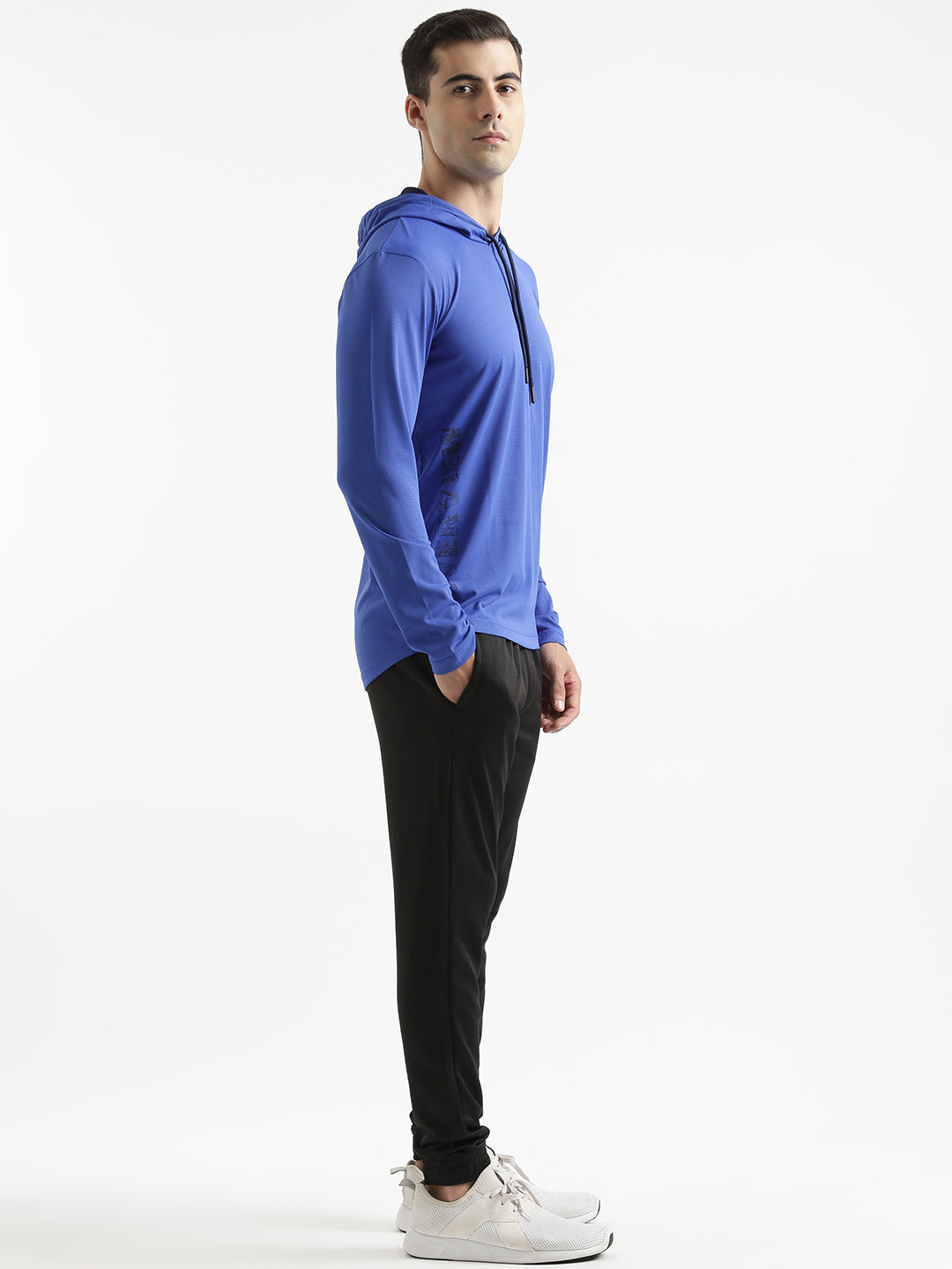 Hooded Solid Blue T-Shirt