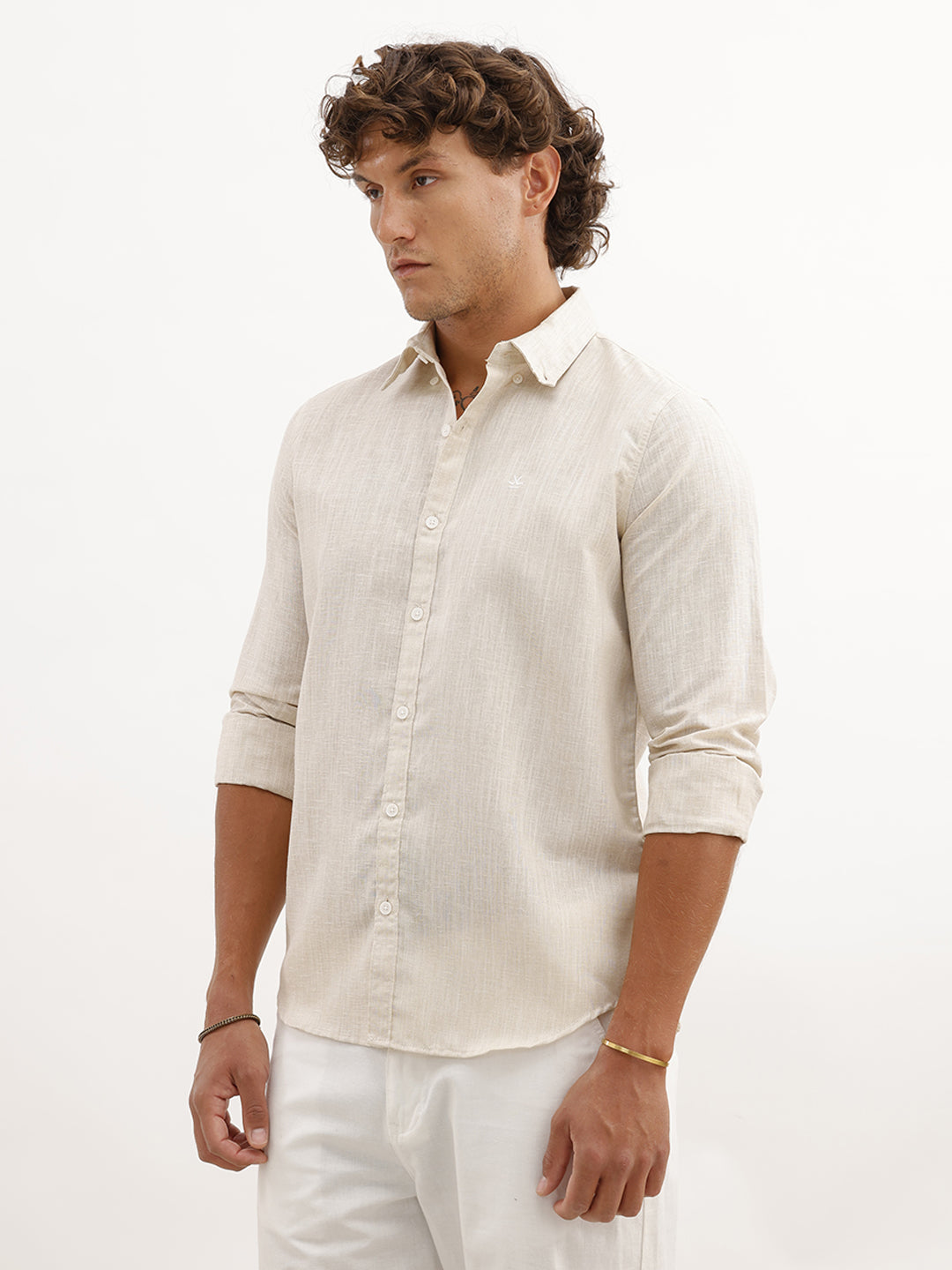 Slim Fit Textured Shirt | Beige