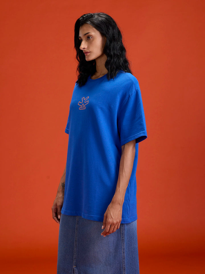 men's casual oversized fit graphic t-shirt | Blue