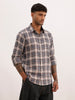 Slim Fit Checkered Full Sleeve Shirt | Grey | WSH02FSSL0073S