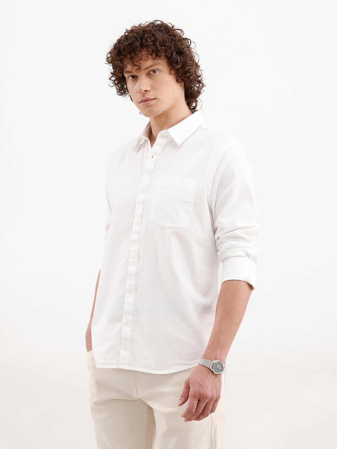 Solid Slim Fit Shirt | White