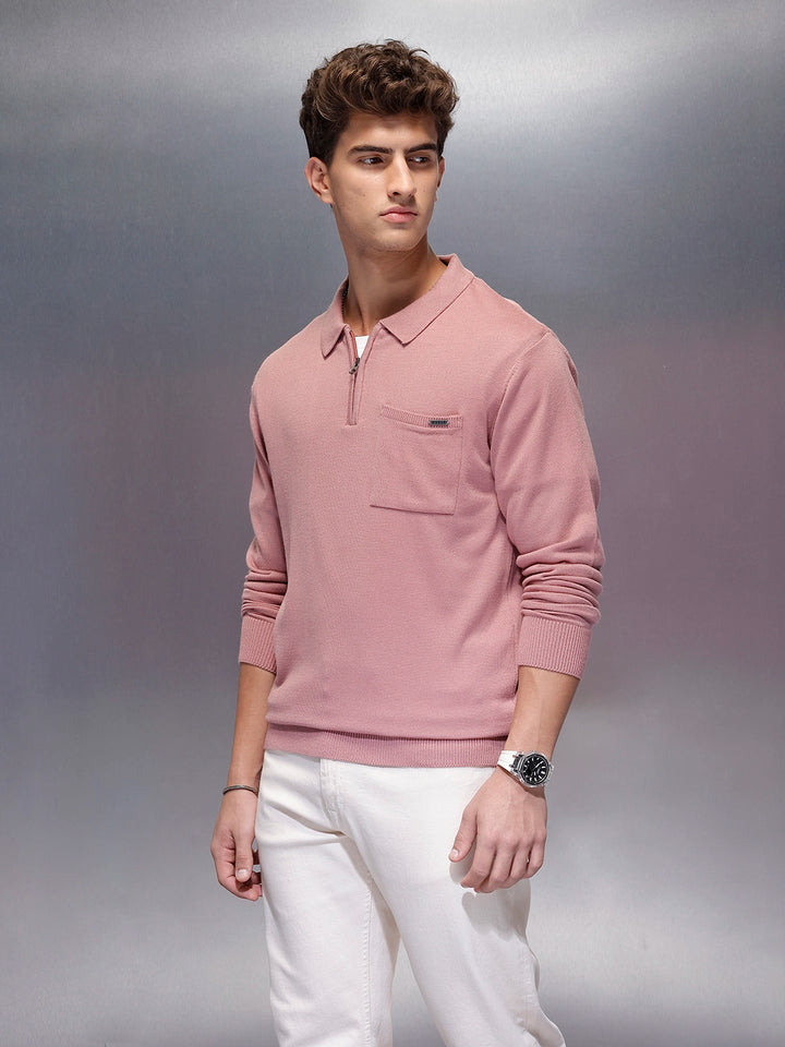 Men's Casual Slim Fit Sweater  | Pink