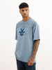 Oversized Flock Printed T-Shirt | Blue