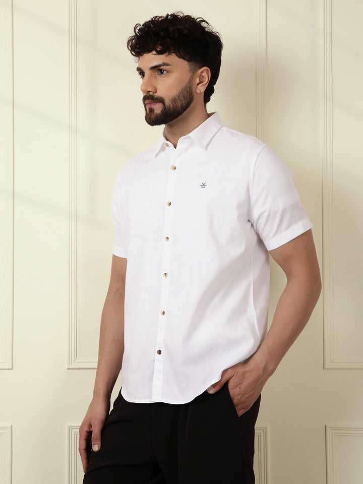 Textured Short Sleeve Shirt | White