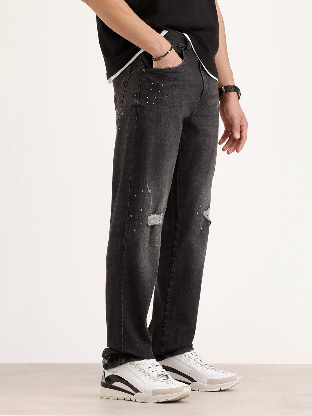 Anti Fit Distressed Denim Jeans | Black