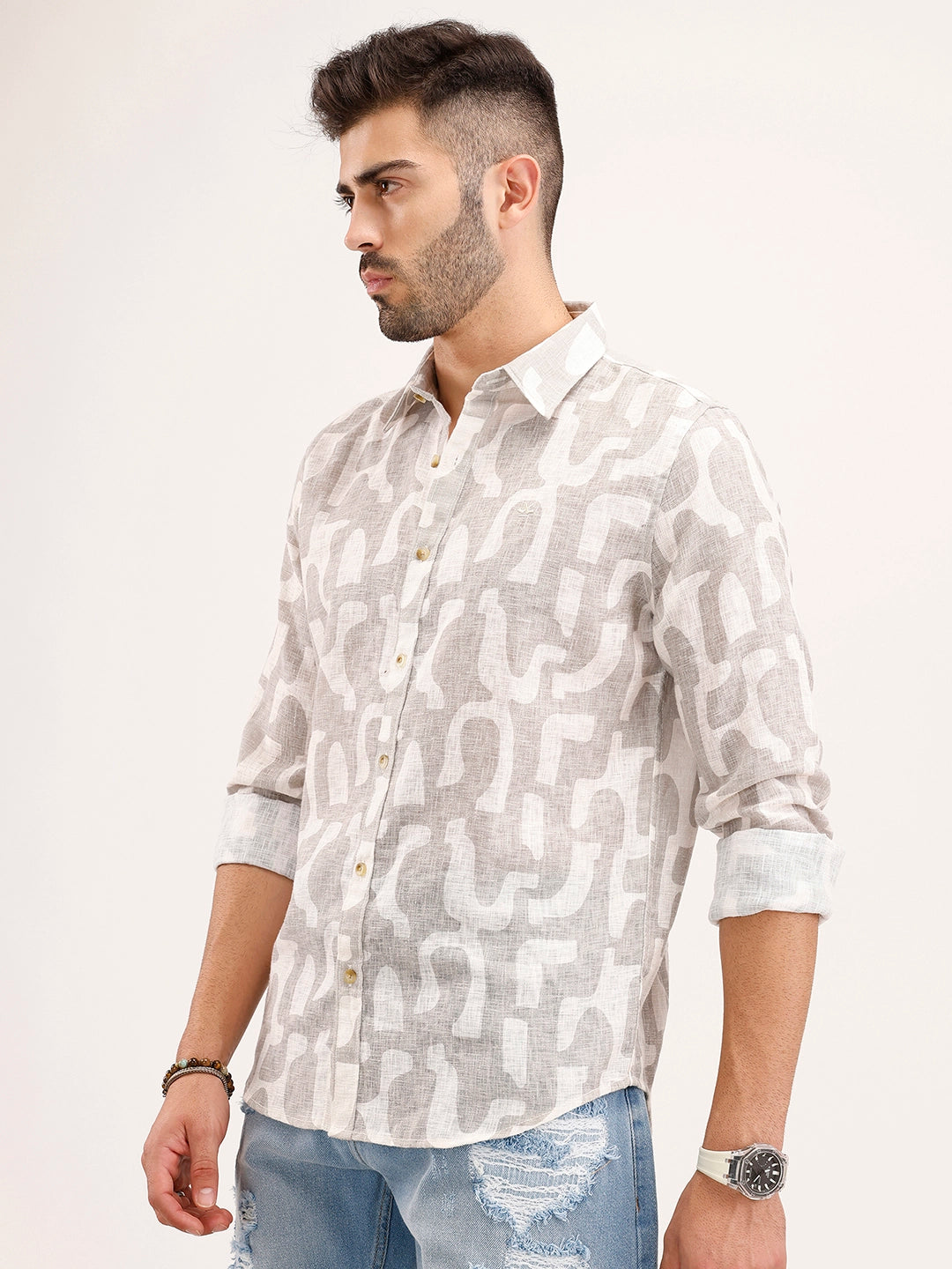 Regular Fit AOP Shirt | Grey