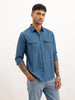 Regular Fit Double Pocket Shirt | Blue