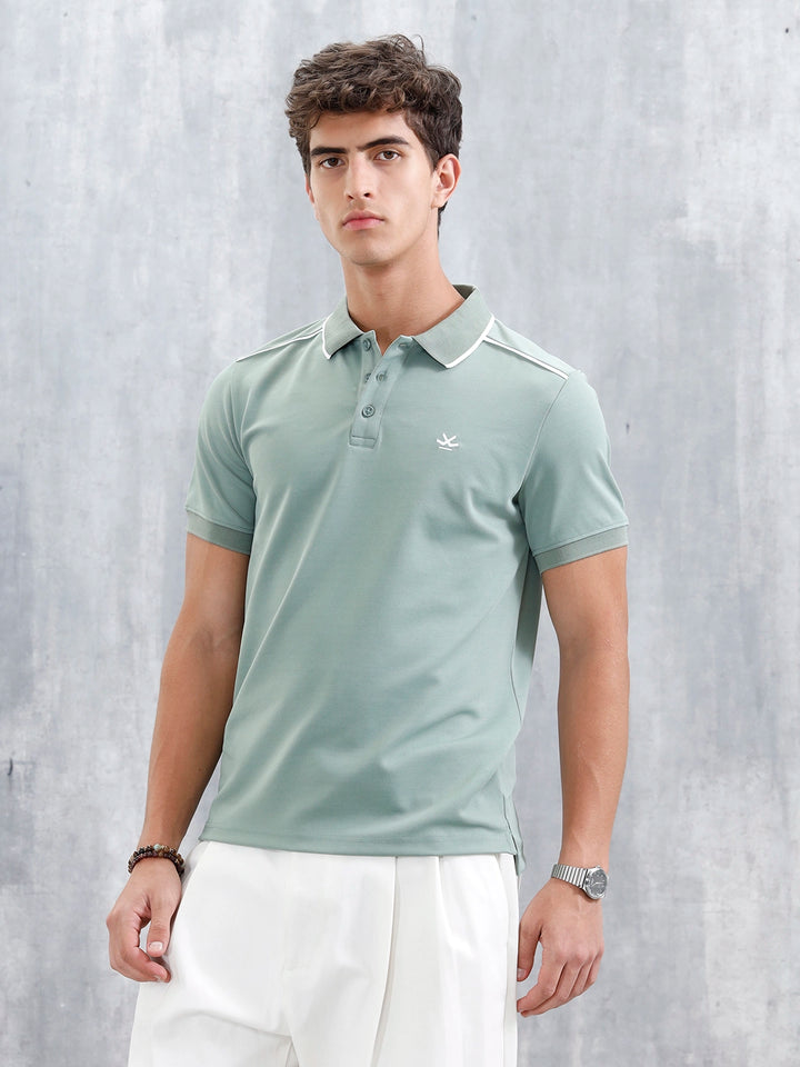 Polo T-Shirt With Contrast Trim Details | Green