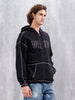 Oversized Fit Zip-Through Hoodie With Contrast Stitch | Black