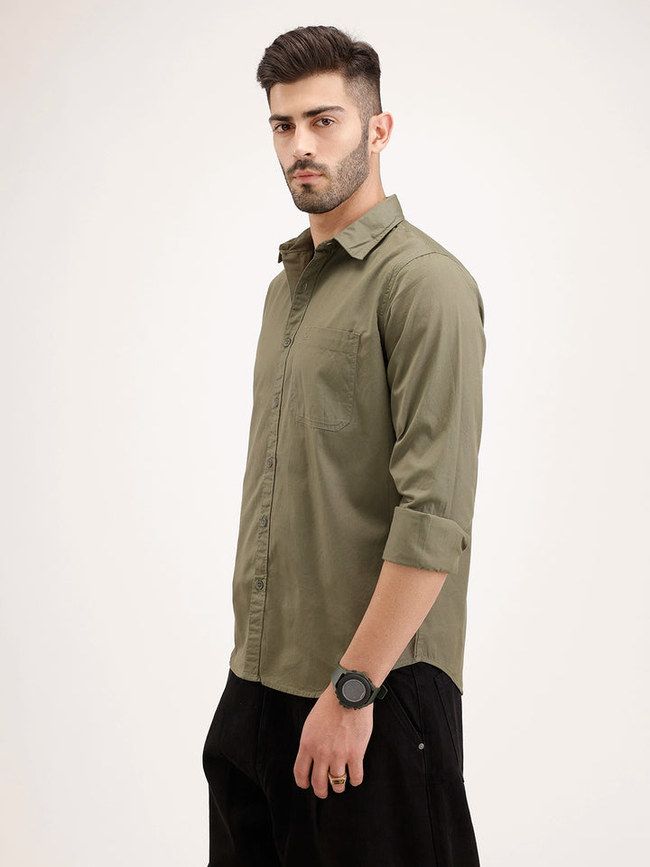Solid Regular Fit Shirt | Olive