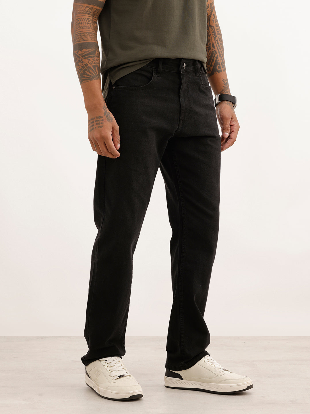 Solid Anti Fit Denim Jeans | Black