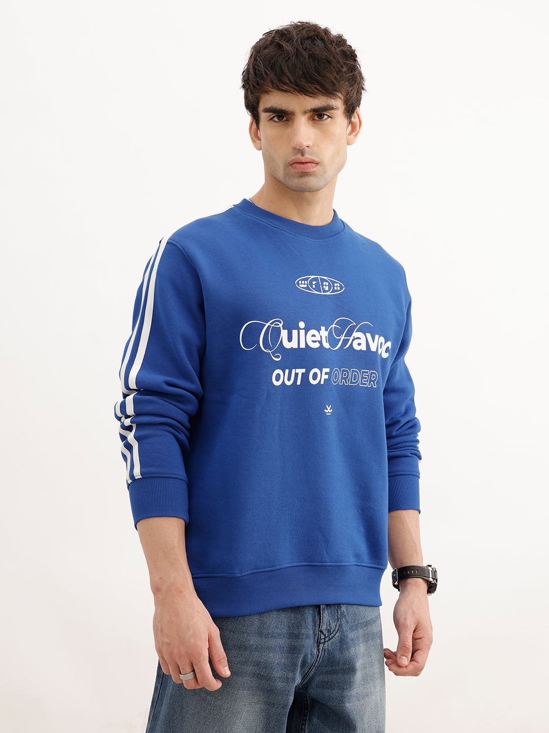 Regular Fit Placement Printed Sweatshirt | Blue | WSS02FSRE1033W