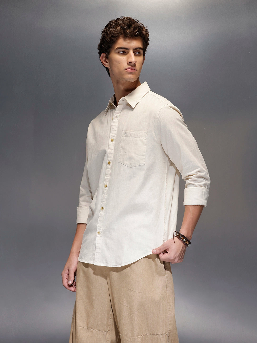 Men's Slim Fit Casual Shirt  |  Khaki