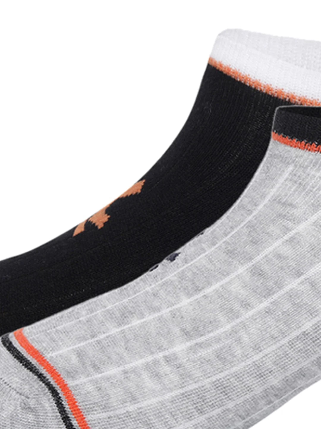 Cotton Spandex Black & Grey No Show Socks Pack of 2