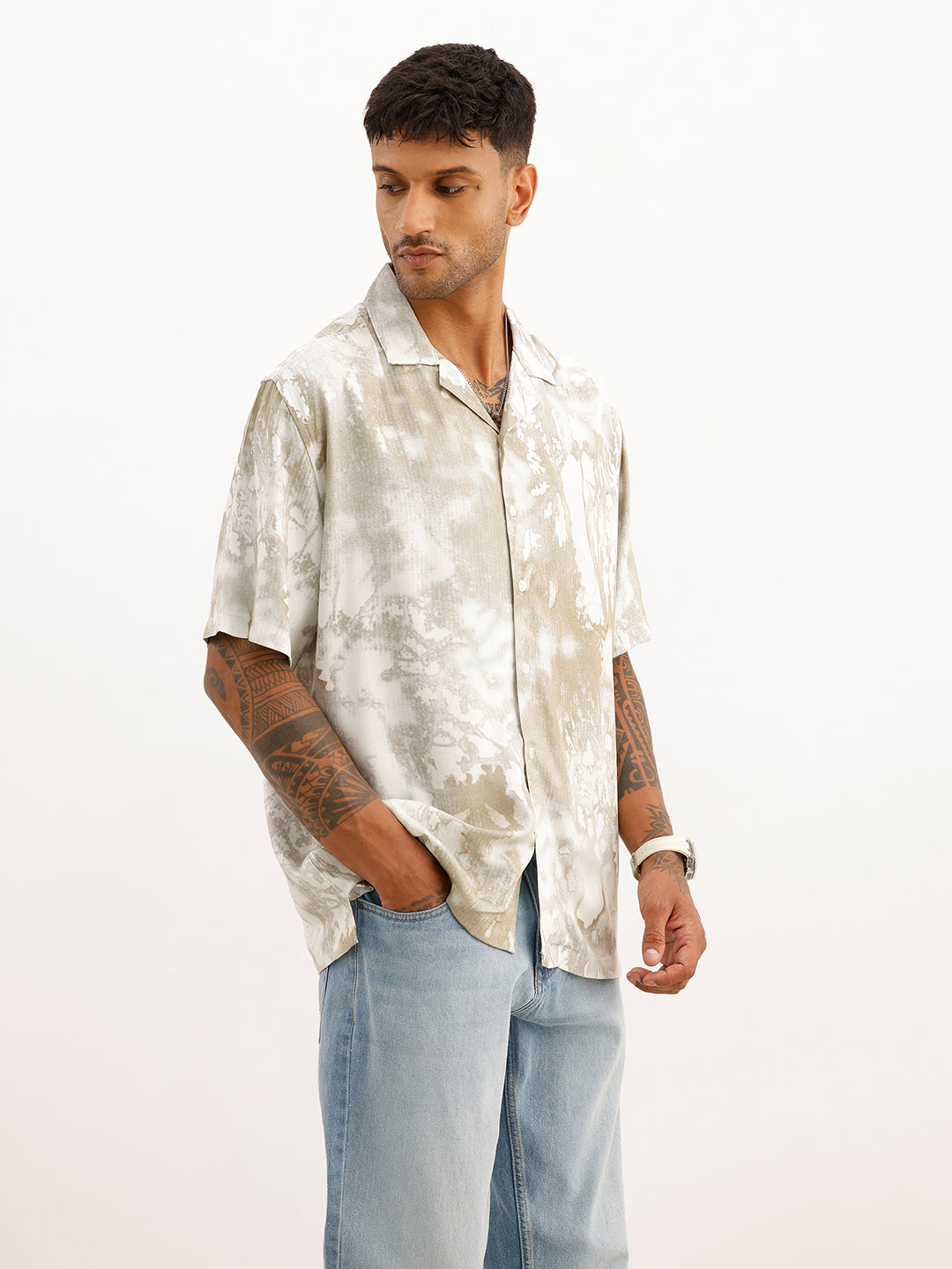 Classic Resort Fit AOP Shirt | Light Green | WSH01HSCM7043W