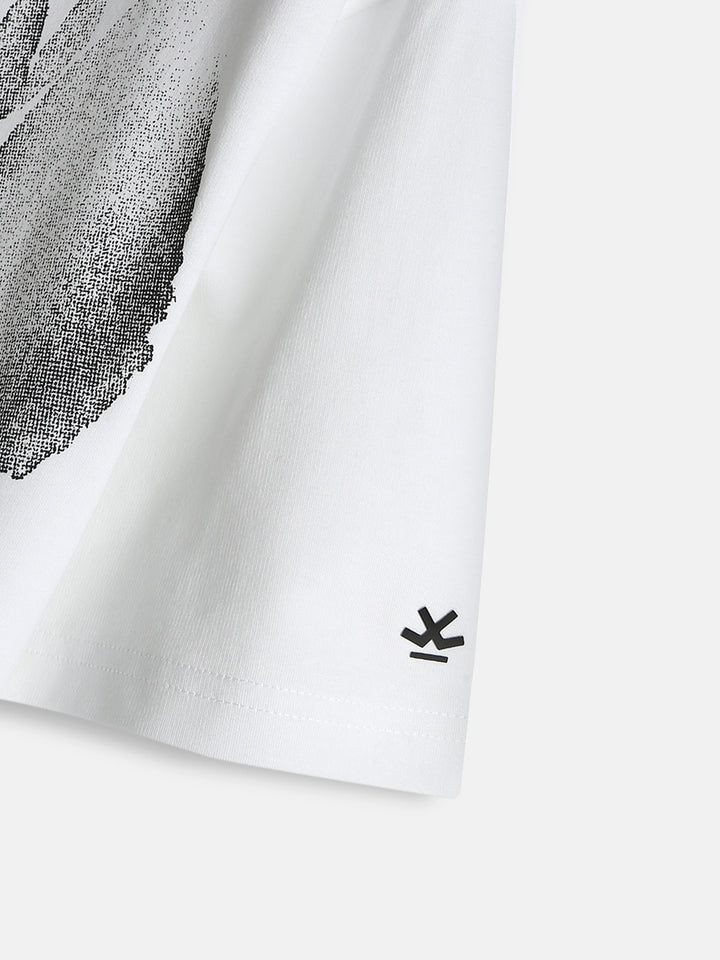 Heavy GSM Watercolour Floral Printed T-Shirt | White