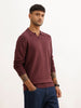 Solid Slim Fit Full Sleeve Polo T-Shirt | Wine | WPT02FSSL1627S