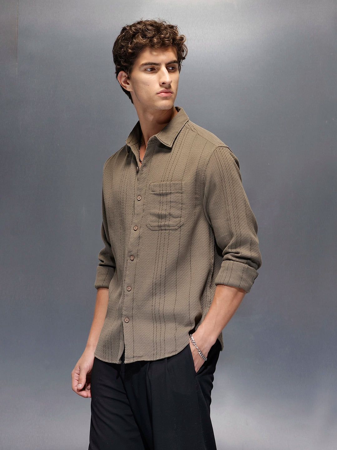 Men's Comfort Fit Casual Shirt  |  Grey