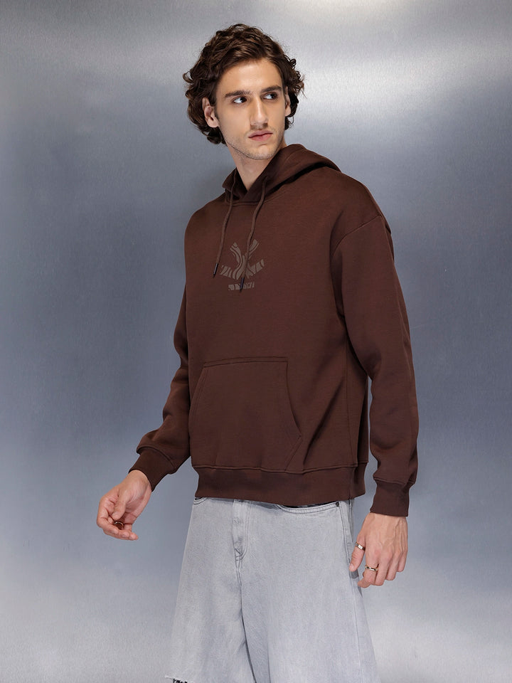 Men’s minimal graphic hooded sweatshirt | Java