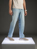 Wrogn Men's Casual Straight Fit Jeans with Contrast Stitch Detail | Light Blue