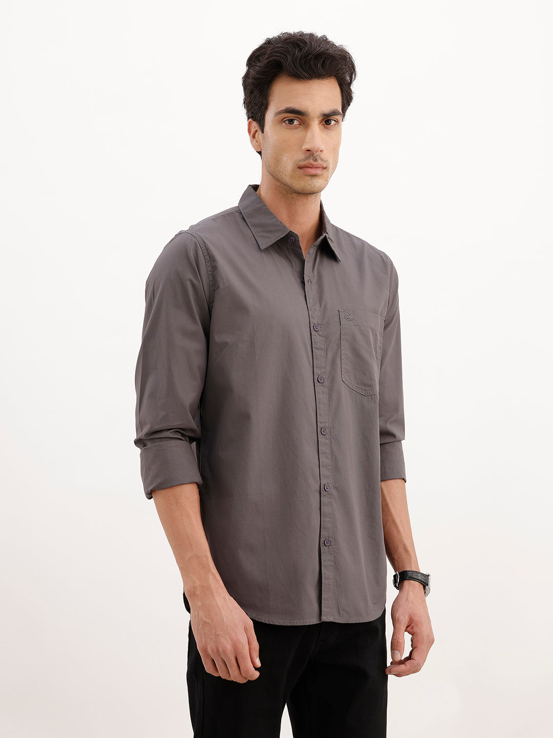 Solid Slim Fit Shirt | Dark Grey