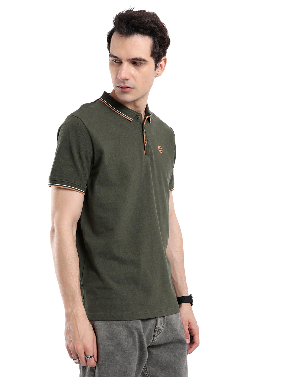 Olive Tipping Collar Polo