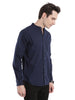 Navy Mandarin Collar Regular Shirt