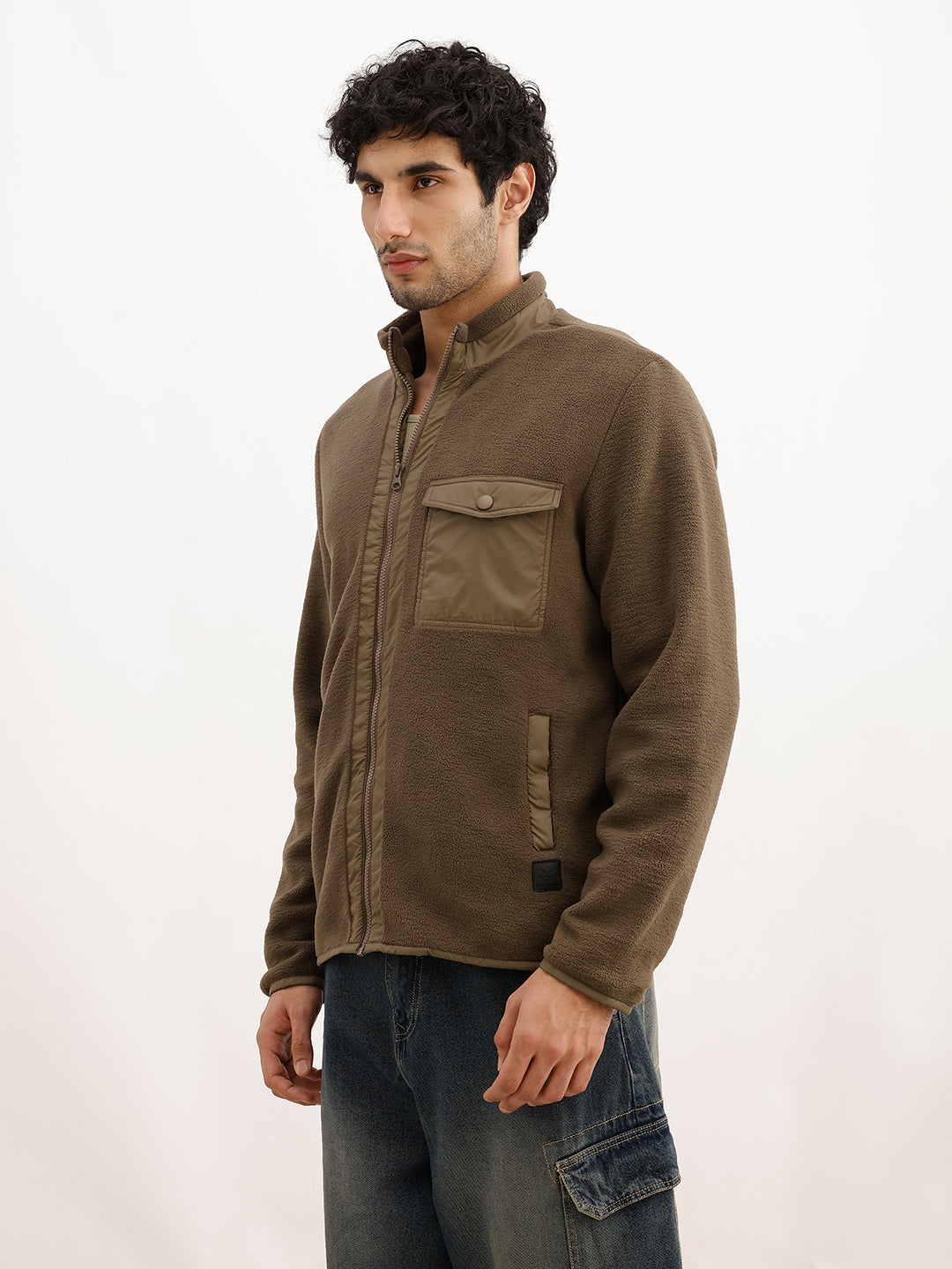 Classic Regular Fit Sherp Jacket | Olive
