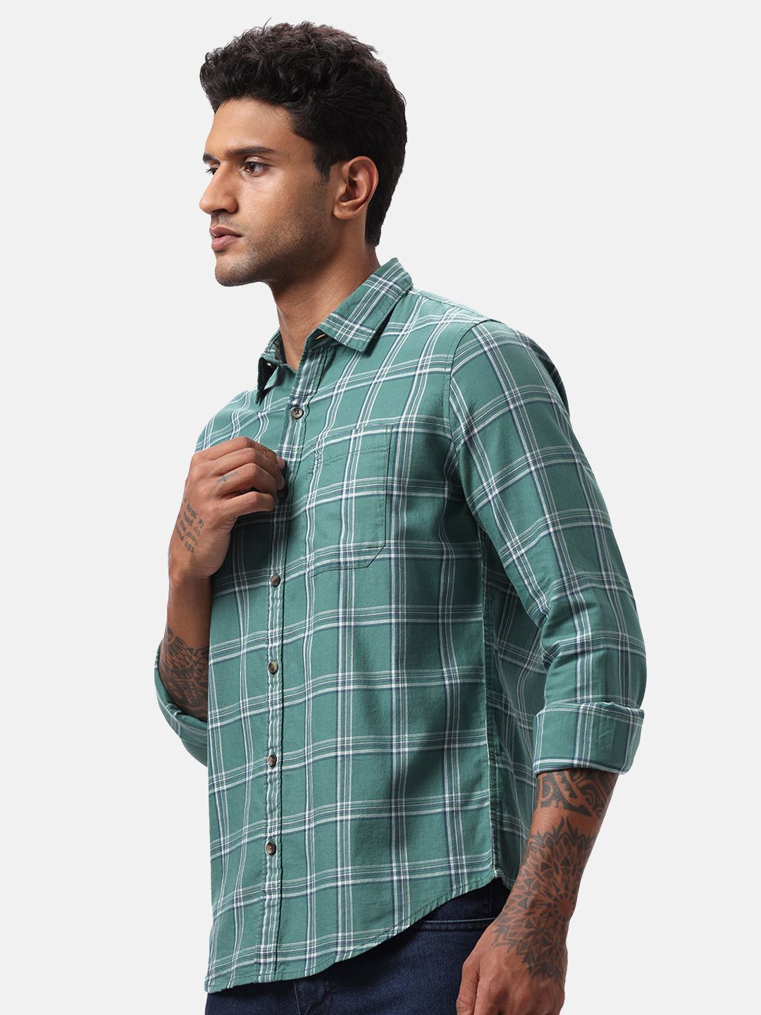 Green Blocks Checked Shirt