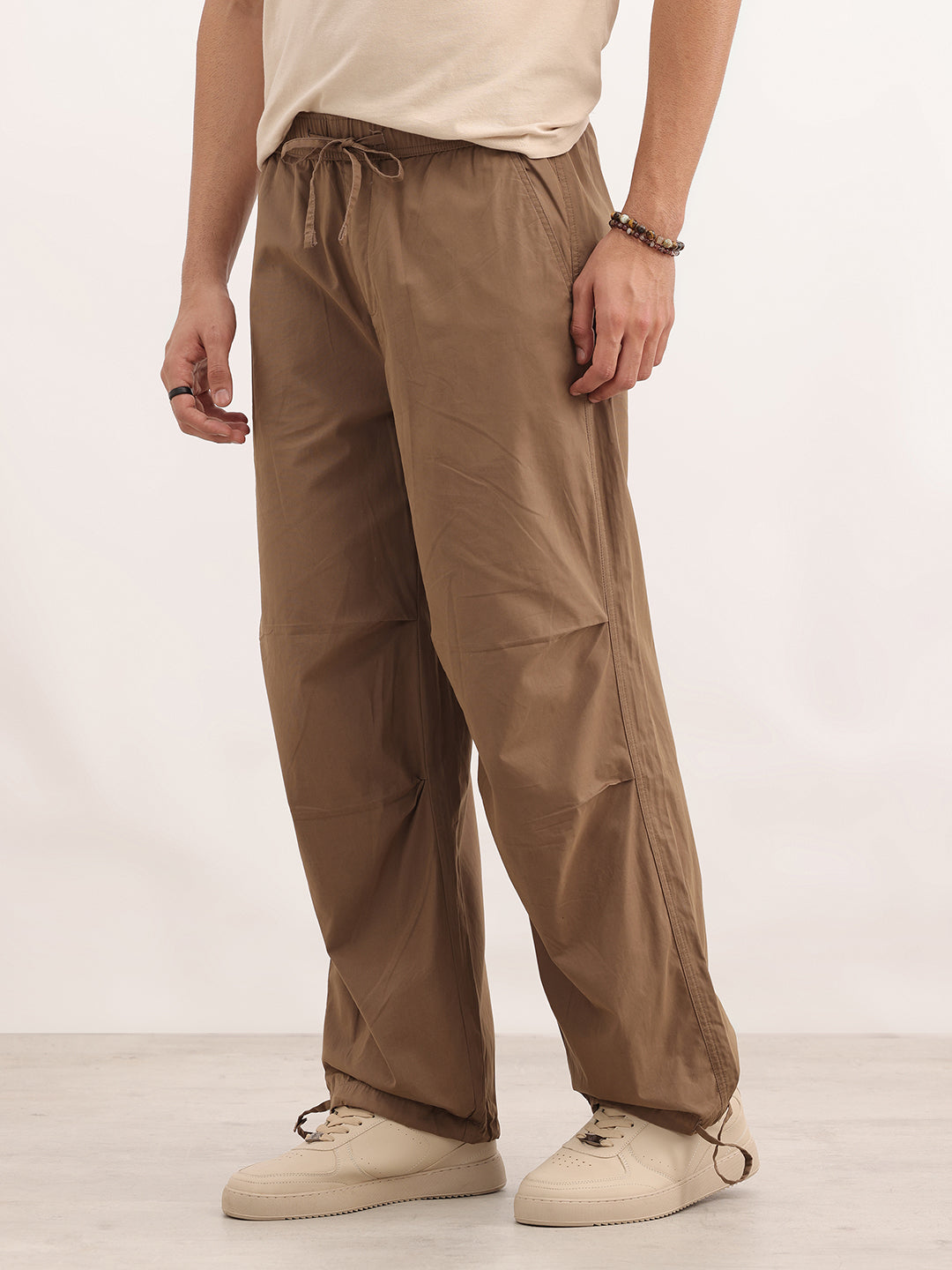 Solid Loose Fit Trousers | Khaki