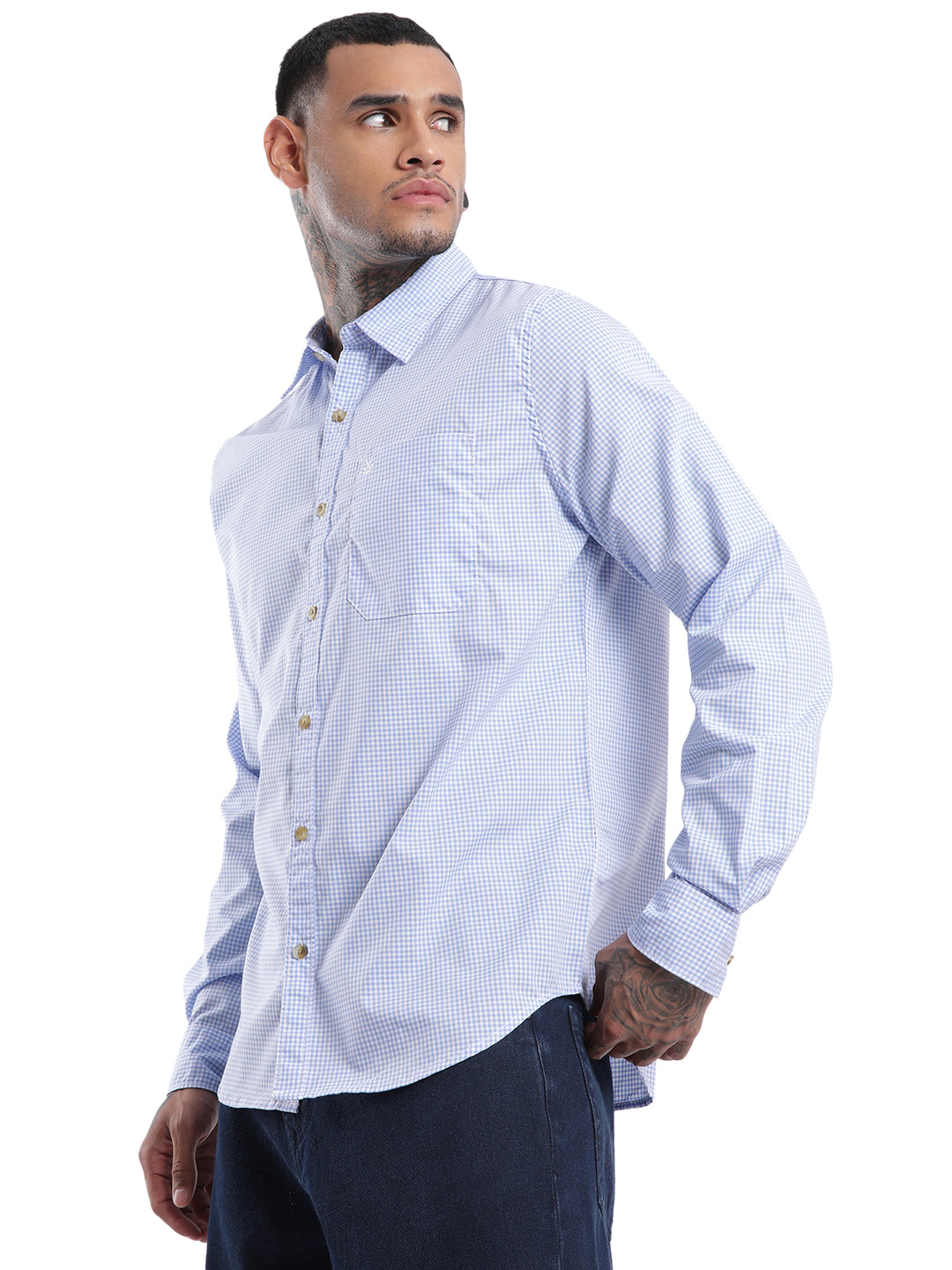 Classic White & Blue Checkered Shirt