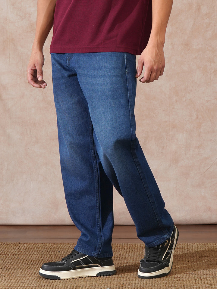 Heavy Fade Loose Fit Jeans | Dark Blue