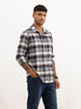 Slim Fit Flannel Full Sleeve Shirt | Navy Blue