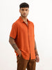 Solid Slim Fit Half Sleeve Shirt | Rust