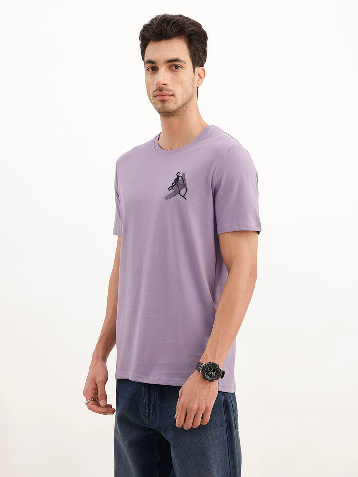 Slim Fit Emroidered Patch Detail T-Shirt | Purple