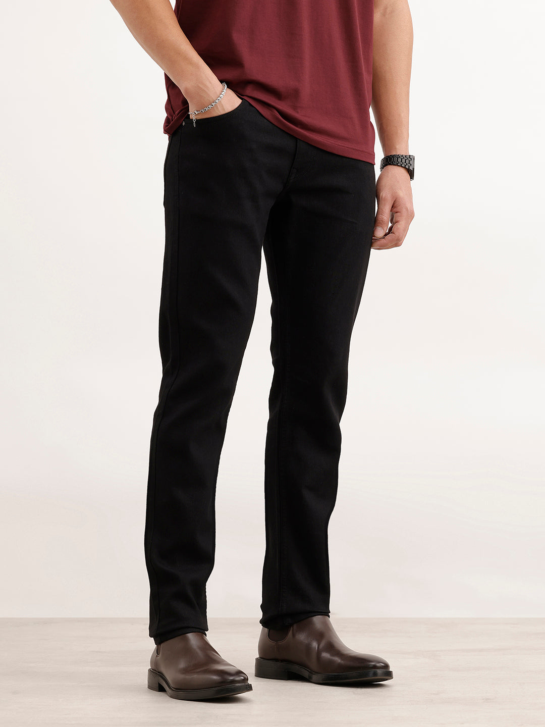 Casual Light Fade Slim Fit Jeans | Black