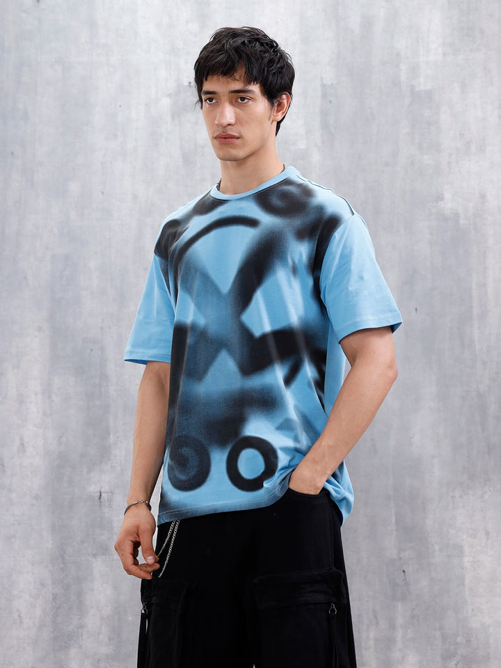 Wrogn Men’s Oversized Graphic Printed T-Shirt | Blue