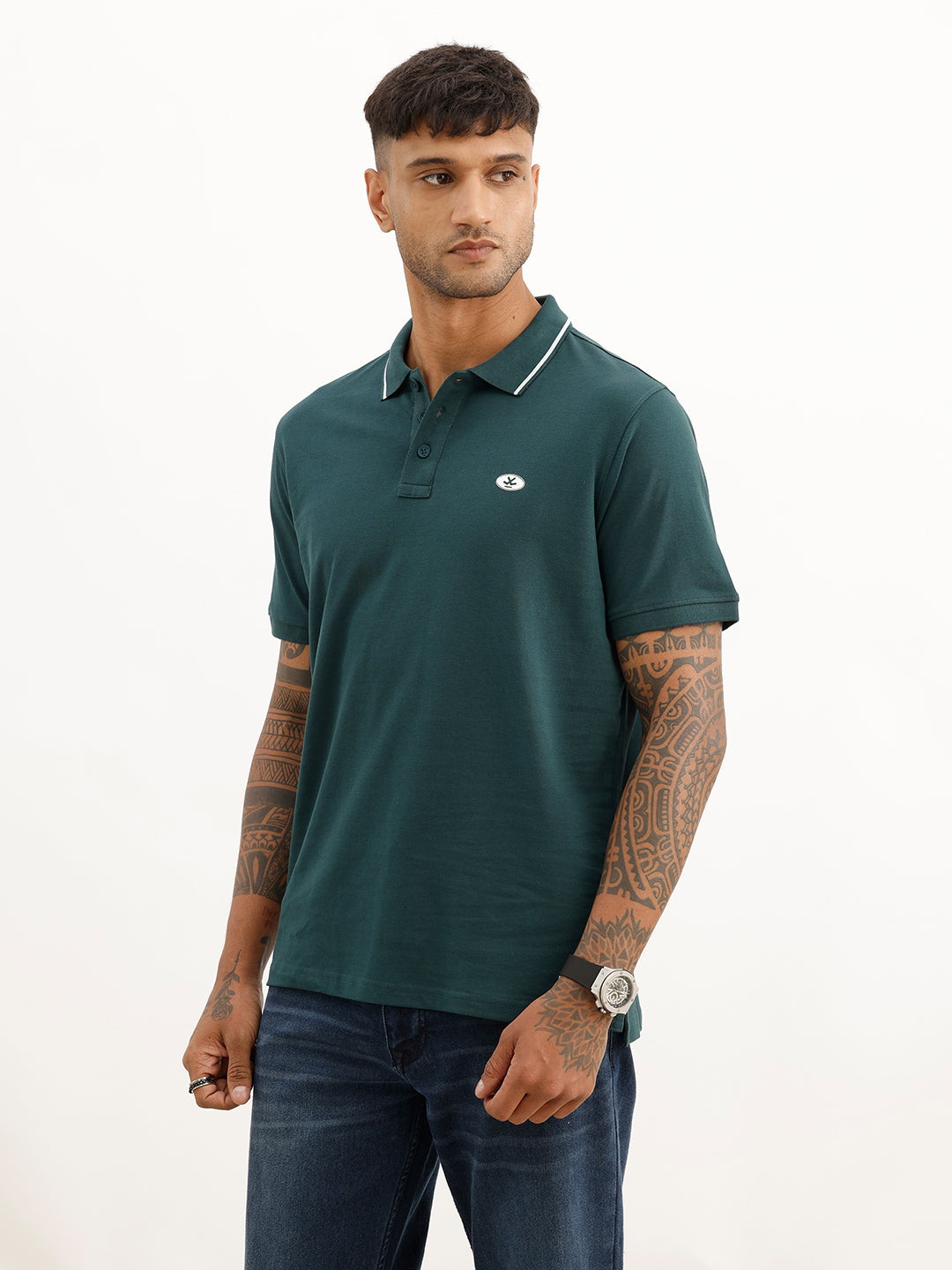 Regular Fit Tipping Collar Polo T-Shirt | Teal
