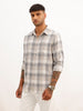 Slim Fit Checkered Full Sleeve Shirt | Grey