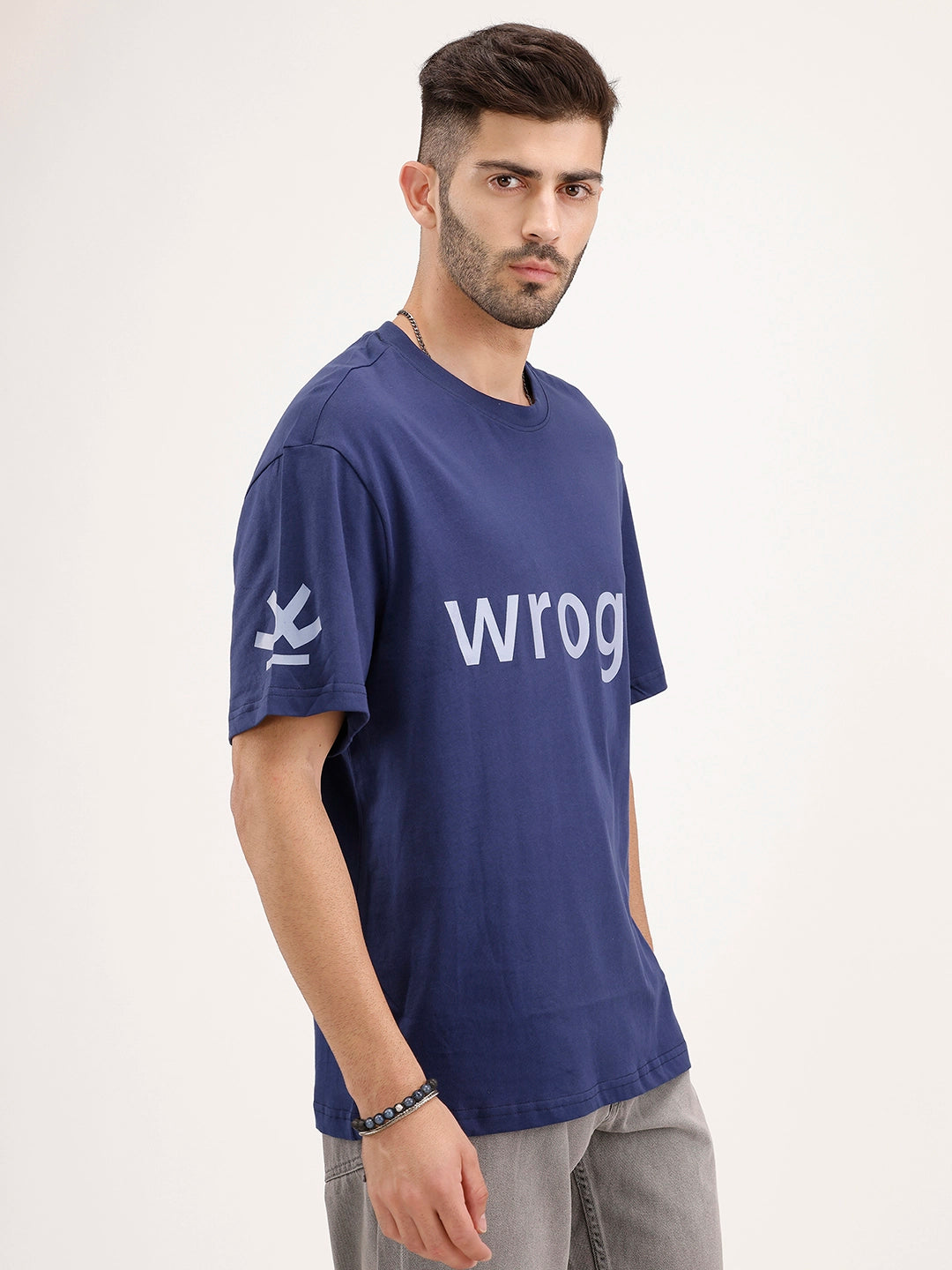 Oversized Placement Printed T-Shirt | Blue