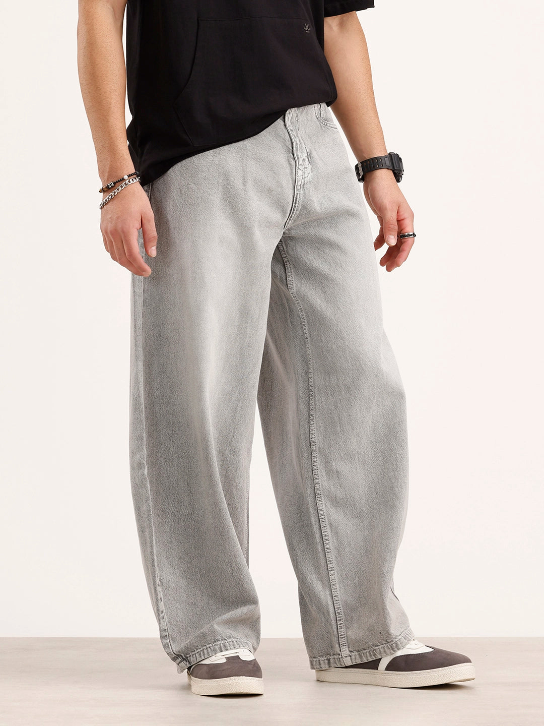 Balloon Fit Denim Jeans | Grey