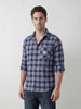 Refined Checks Slim fit Signature Embroidery shirt | Navy Blue