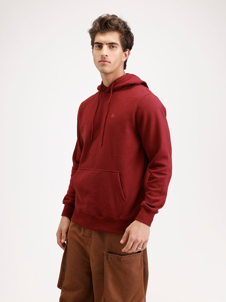 Solid Regular Fit Hoodie  | Maroon