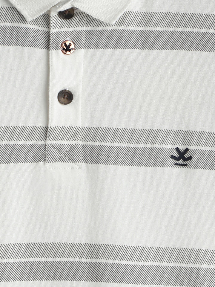 Striped Slim Fit Polo T-Shirt | Off White