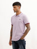 Solid Contrast Sleeve Polo T-Shirt | Purple