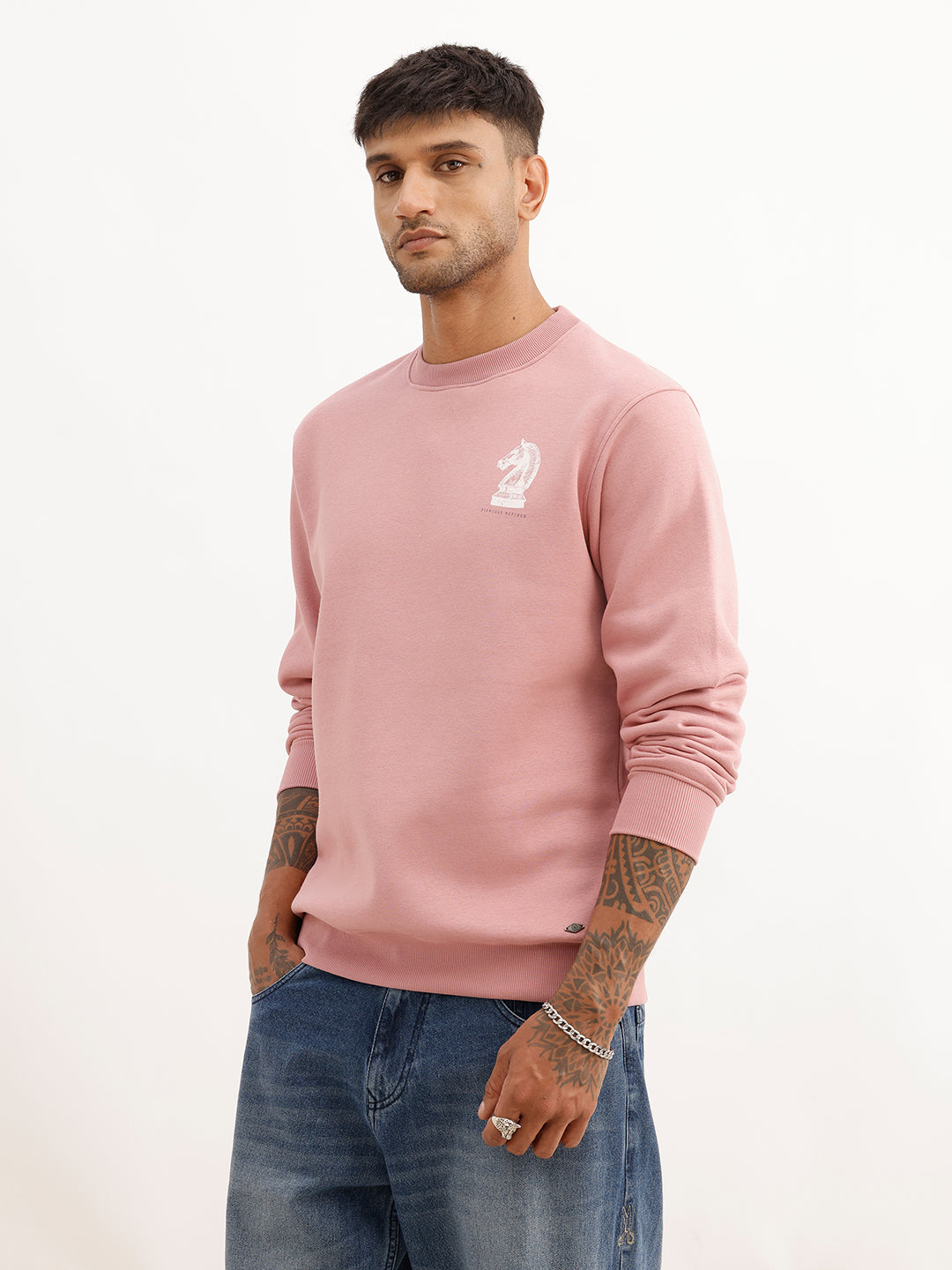 Regular Fit Placement Printed Sweatshirt | Pink