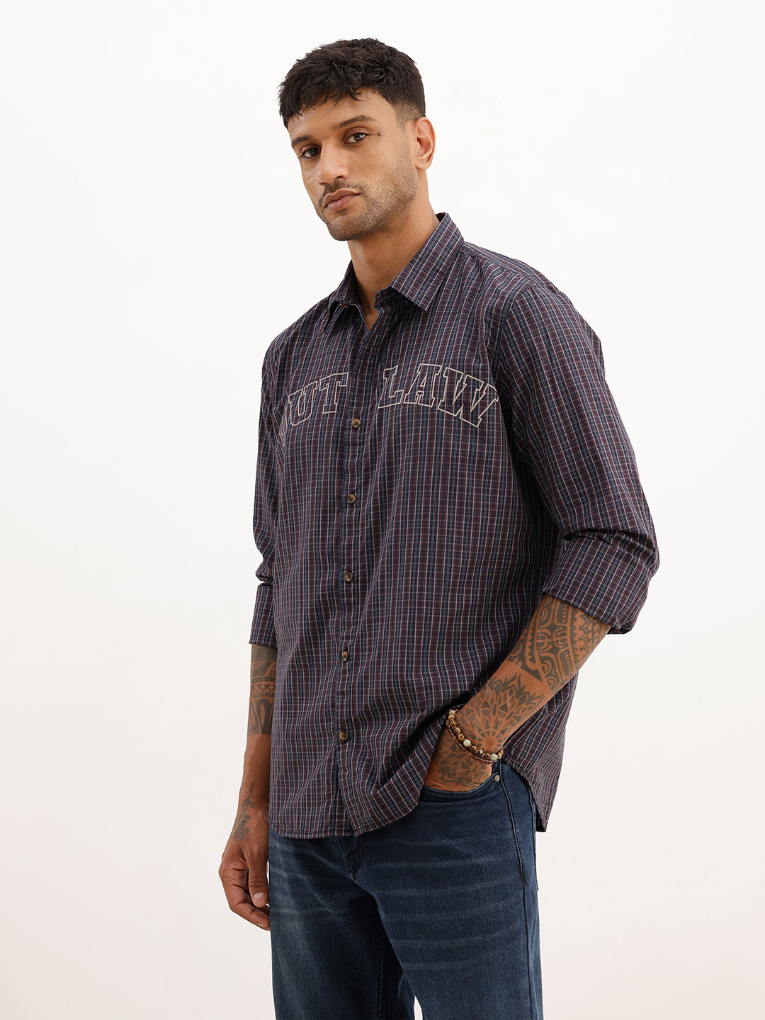 Slim Fit Placement Printed Shirt | Navy Blue | WSH01FSSL7104W